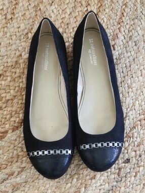 Womens Naturalize Hamlet BlackFlat with patterned toe with chainpattern toe 9.5